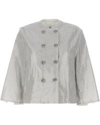 Ermanno Scervino - Rhinestone Blazer Jacket Blazer And Suits Silver - Lyst