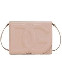 Dolce & Gabbana - Leather Shoulder Bag With Dg Logo - Lyst