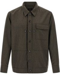 Brioni - Wool Cloth Overshirt Camicie Grigio-Uomo - Lyst