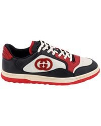 Gucci - Leather And Nylon Sneakers With Gg Logo - Lyst