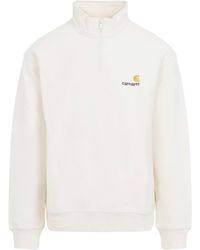 Carhartt - Natural Cotton Half Zip American Script Sweatshirt-Uomo - Lyst