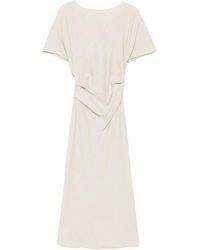 STAUD - Amelie Linen Midi Dress Natural - Lyst