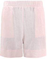 MVP WARDROBE - Linen Shorts With Lateral Frayed Profiles - Lyst