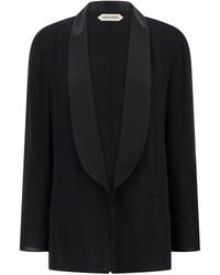 Alberta Ferretti - Georgette Blazer Blazers Nero-Donna - Lyst