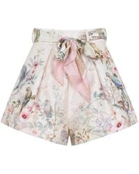 Zimmermann - Cream Silk Rebellion Tuck Short-Donna - Lyst