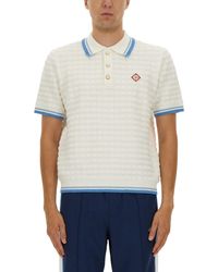CASABLANCA - Cotton Bouclé Polo Shirt-Uomo - Lyst