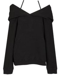 MM6 by Maison Martin Margiela - Brushed Cotton Off-Shoulder Hoodie - Lyst