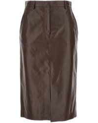 Lanvin - Leather Skirt Gonne Marrone - Lyst