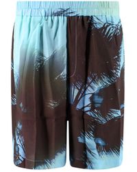 Laneus - Viscose Bermuda Shorts With All-over Print - Lyst