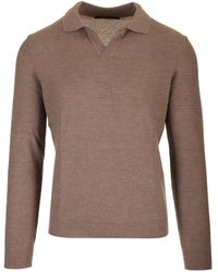 Tagliatore - Wavy-Knit Polo Shirt - Lyst