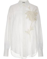 Brunello Cucinelli - Floral Embroidery Shirt Camicie Bianco - Lyst