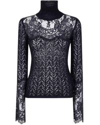 Blumarine - Turtle Neck Knit With Lace Sweater - Lyst