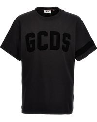 Gcds - Velvet Logo T Shirt Nero - Lyst