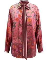 Gucci - Silk Shirt With Flora Print - Lyst