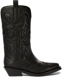 Ganni - Cowboy Boots With A Pattern - Lyst
