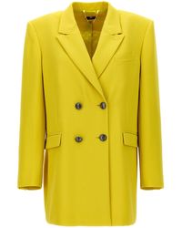 Elisabetta Franchi - Double-Breasted Blazer With Logo Buttons Blazer And Suits Giallo - Lyst