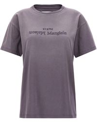 Maison Margiela - Logo Embroidery T Shirt Viola - Lyst