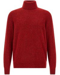 Brunello Cucinelli - High Neck Sweater Maglioni Rosso-Uomo - Lyst