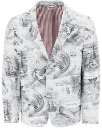 Thom Browne - Deconstructed Single Breasted Jacket With Nautical Toile Motif - Lyst