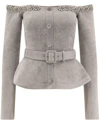 Self-Portrait - Chenille Sweater With Rhinestones - Lyst