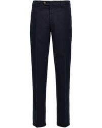 Brunello Cucinelli - Flat Front Pantaloni Blu - Lyst