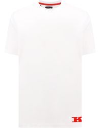 Kiton - T-shirt in cotone con logo floccato - Lyst