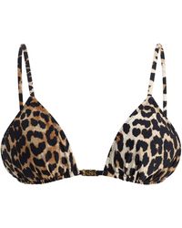 Ganni - Leopard Print Bikini Top - Lyst