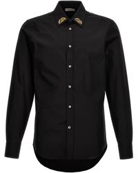 Alexander McQueen - Embroidered Collar Shirt Camicie Nero - Lyst