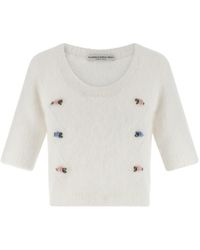 Alessandra Rich - Carded Mohair Maglioni Bianco-Donna - Lyst