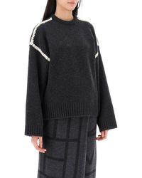 Totême - Sweater With Contrast Embroideries - Lyst