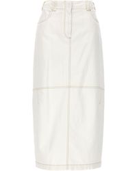Brunello Cucinelli - Denim Long Skirt Gonne Bianco - Lyst
