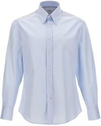 Brunello Cucinelli - Cotton Shirt Camicie Celeste - Lyst
