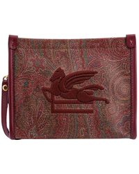 Etro - Leather Closure With Zip Clutches - Lyst