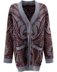 Etro - Wool Jacquard Cardigan - Lyst