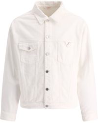 Valentino - Denim Jacket With Rubberised V Detail Jackets - Lyst