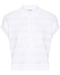 Brunello Cucinelli - Cotton Polo Shirt Embellished With Sequins - Lyst