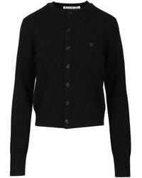 Acne Studios - Crew Neck Wool Cardigan Knitwear Black - Lyst