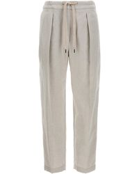 Brunello Cucinelli - Linen Cotton Trousers Pantaloni Bianco - Lyst