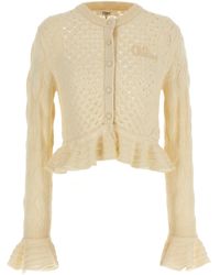 Chloé - Pointelle Cardigan Maglioni Bianco-Donna - Lyst