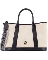 Michael Kors - Monogram Canvas Leather Tote - Lyst