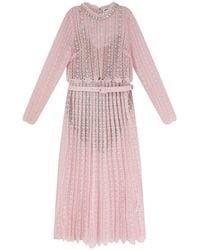 Self-Portrait - Lace Long Dress With Belt - Lyst