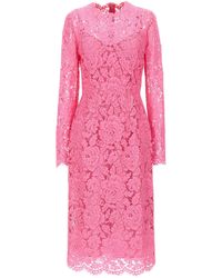 Dolce & Gabbana - Lace Sheath Dress Abiti Rosa - Lyst