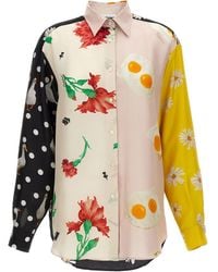 Moschino - Patchwork Silk Twill Shirt - Lyst