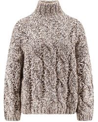 Brunello Cucinelli - Wool And Cashmere Turtleneck Sweater With Sequins-Donna - Lyst