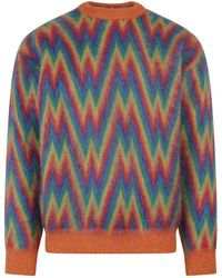 Roberto Collina - Mohair Blend Sweater With Multicolor Motif - Lyst