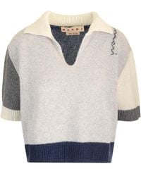 Marni - Logo Embroidered Color-Block Polo Shirt - Lyst