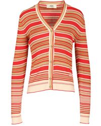 Fendi - Striped Silk And Cotton Cardigan - Lyst