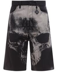 44 Label Group - Cotton Bermuda Shorts With Skull Print - Lyst