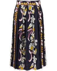 Tory Burch - Printed Silk Skirt Gonne Multicolor - Lyst