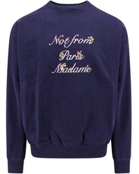 Drole de Monsieur - Cotton Sweatshirt With Slogan À Fleurs Embroidery - Lyst